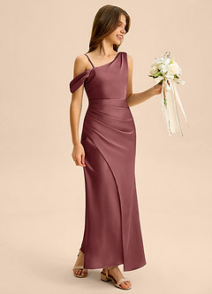 Azazie Madelyn Junior Amethyst Sheath Off the Shoulder Stretch Satin Dress image6