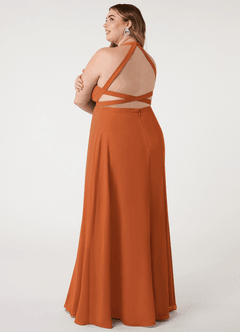Azazie Clarice Bridesmaid Dresses Cinnamon A-Line Halter Chiffon Dress image12