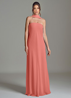 Azazie Ilana Abiti da Damigella Abito A-Line in Chiffon Senza Cinturino Salmone Rosa image4