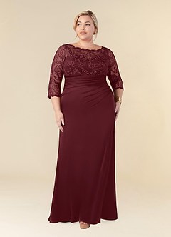 Azazie Stefani Mother of the Bride Dresses Cabernet Mermaid Lace Dress image7