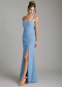Azazie Egypt Bridesmaid Dresses Powder Blue Sheath Sweetheart Neckline Chiffon Dress image4