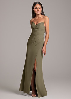 Azazie Yola Bridesmaid Dresses Willow Green Sheath Pleated Chiffon Convertible Dress image3