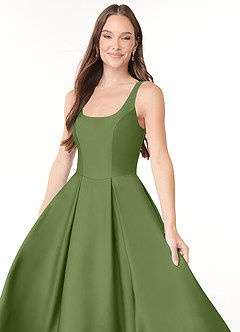 Azazie Neve Bridesmaid Dresses Juniper Ball-Gown with Pockets Stretch Satin Dress image5