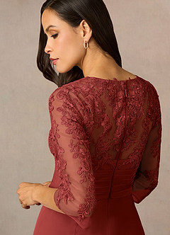 Azazie Poe Mother of the Bride Dresses Rust Sheath Lace Dress image5