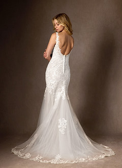 Azazie Poppy Abiti da Sposa Abito Sirena in Tulle Lustrini Bianco Diamante image1