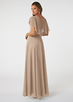 Azazie Jamie Bridesmaid Dresses Taupe A-Line Chiffon Dress image4