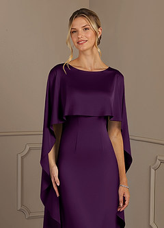 Azazie Eli vestidos de madre de la novia Vestido de Uva de Satén Elástico de Recto con Cuello de barco image5