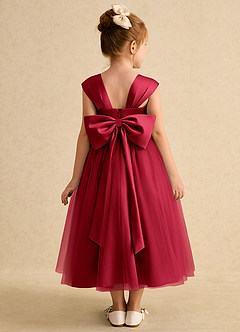 Azazie Chickadee Flower Girl Dresses Scarlet Ball-Gown Sweetheart Neckline Matte Satin Dress image3