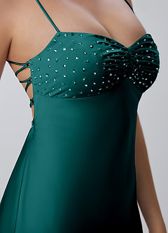 Joviannelle Peacock A-Line Rhinestone Twist Satin Dress image7