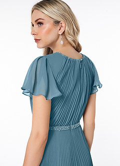 Azazie Kara Modest brudtärna klänningar Klänning A-Line Plisserad Golvlängd Chiffong image6