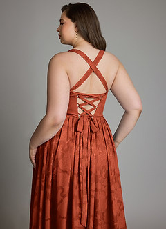 Azazie Francis Bridesmaid Dresses Auburn A-Line Corset Floral Burnout Dress image15