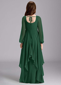 Azazie Clara Junior Robe Trapèze en Mousseline de soie Blouson Vert Foncé image2