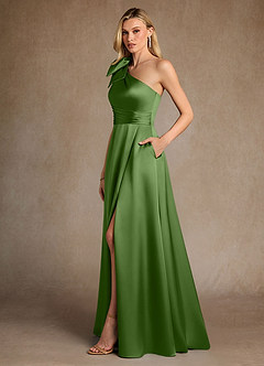 Azazie Easton Mother of the Bride Dresses Basil A-Line One Shoulder Stretch Satin Dress image2