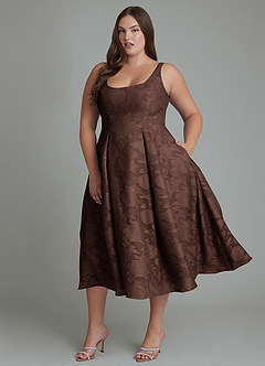 Azazie Amalie Bridesmaid Dresses Ganache A-Line Pleated Floral Burnout Dress image7