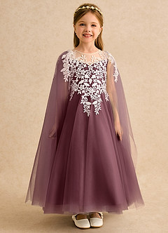 Azazie Dandelion Blumenmädchenkleider Ballkleid Spitze Kleid Sangria image3