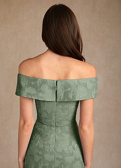 Azazie Medford Kleider für die Brautmutter A-Linie Schulterfrei Blumen-Burnout Kleid Matcha image8