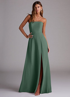 Azazie Wren Bridesmaid Dresses Eucalyptus A-Line Side Slit Chiffon Convertible Dress image3