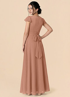 Azazie Payton Junior Bronzer A-Line Bow Chiffon Dress image2
