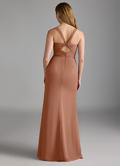 Azazie Mero Bridesmaid Dresses Bronzer Sheath Pleated Chiffon Dress image3