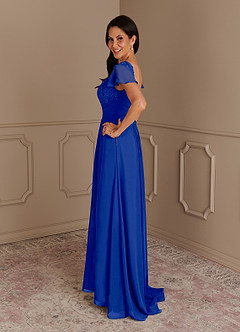 Azazie Gwenyth Mother of the Bride Dresses Royal Blue A-Line Lace Chiffon Dress image5
