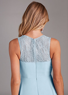 Azazie Vina Bridesmaid Dresses Sky Blue A-Line Lace Chiffon Dress image7