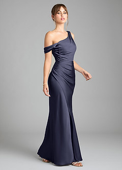 Azazie Madelyn Bridesmaid Dresses Stormy Mermaid One Shoulder Stretch Satin Convertible Dress image5
