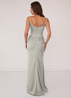 Barbie ♥ Azazie Final Sale Pebble Mermaid Pleated Stretch Satin Dress image2