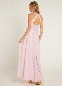 Azazie Claudia Robes de demoiselle d'honneur Robe Trapèze en Mousseline de soie Encolure en Forme de Cœur Rose Pâle image4