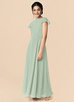 Azazie Payton A-Linie Schleifen Chiffon Kleid Agave image4