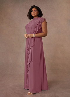 Azazie Narine vestidos de madre de la novia Vestido de Malva Vintage de Gasa de Corte En A con Cuello alto plisado image15