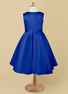 Azazie Coco Flower Girl Dresses Royal Blue A-Line Bow Matte Satin Dress image6