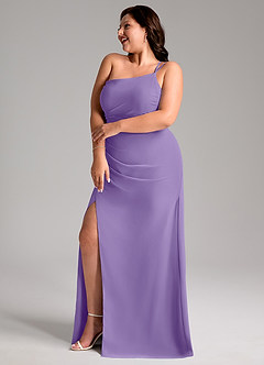 Azazie Eren Bridesmaid Dresses Tahiti Sheath One Shoulder Chiffon Dress image11