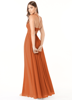 Azazie Aaida Bridesmaid Dresses Cinnamon A-Line Corset Chiffon Dress image6