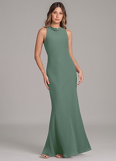 Azazie Allettie 신부 들러리 드레스 인어 쉬폰 바닥 길이 드레스 image6