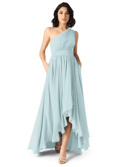 Azazie Mathilda Bridesmaid Dresses Mist A-Line One Shoulder Chiffon Dress image1