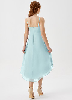 Azazie Mariam Junior Sea Glass A-Line Pleated Chiffon Dress image6