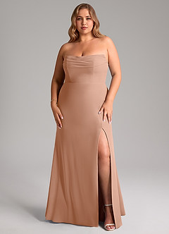 Azazie Saige Abiti da Damigella Abito Convertibile A-Line in Chiffon a Spalla Scoperta Champagne Rosa image16
