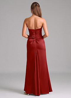 Azazie Lucille Abiti da Damigella Abito Convertibile Sirena in Raso Elasticizzato Senza Cinturino Melograno image2