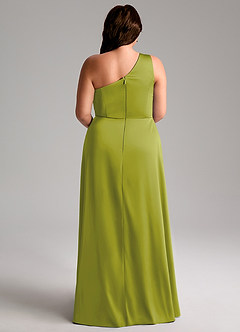 Azazie Brooke Robes de demoiselle d'honneur Robe Trapèze en Satin extensible Une épaule Citronnelle image10
