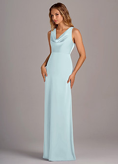 Azazie Wrenlee Brautjungfernkleider A-Linie Stretch-Satin Kleid Seegrün image3