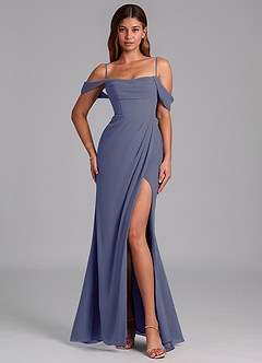 Azazie Johana Jurken voor bruidsmeisjes Converteerbaar Jurk van Chiffon met Zeemeermin Off the Shoulder Stormachtig image4