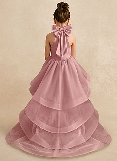 Azazie Bev vestidos de niña de las flores Vestido Rosa Polvorienta de Tul de Corte en A con Convertible image1