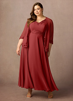 Azazie Devana Mother of the Bride Dresses Rust A-Line Sequins Chiffon Dress image12