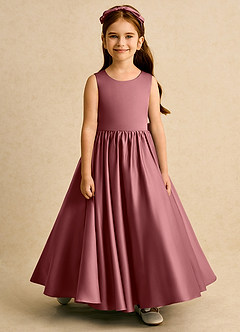 Azazie Nellia Flower Girl Dresses Amethyst A-Line Bow Matte Satin Dress image5