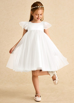 Azazie Munchkin Flower Girl Klänningar Klänning A-Line i Tyll Rosett image3