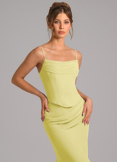 Azazie Sorrel Jurken voor bruidsmeisjes Jurk van Chiffon met Zeemeermin Korset Citroensorbet image8