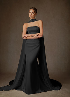 Azazie Begonia Vestidos de noiva Vestido Preto de Cetim elástico de Bainha com Sem Alças image2
