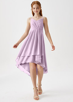 Azazie Mariam Junior Frosted Lilac A-Line Pleated Chiffon Dress image3