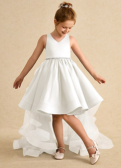 Azazie Julietta Blumenmädchenkleider Ballkleid Cabrio Tüll Kleid Elfenbein image5