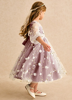 Azazie Elowen Flower Girl Dresses Amethyst A-Line Sweetheart Neckline Lace Dress image6